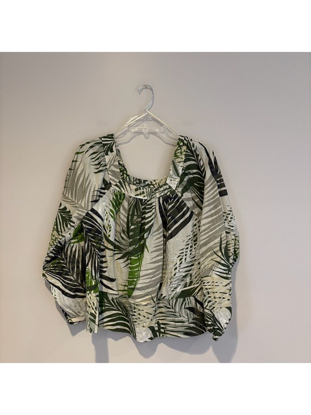 Elie Tahari Green Leaf Print Blouse Size S